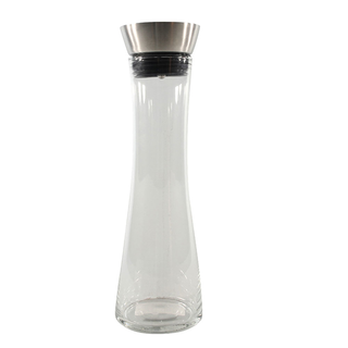 Glaskaraffe Wasserkaraffe mit automatischer Kippfunktion, hochwertiges Glas/Edelstahl/Kunststoff, Volumen ca. 1 l,  9.3 x 34.5 cm