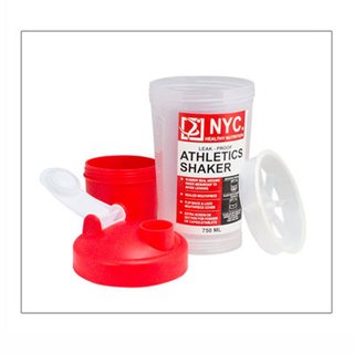 Mixbecher Fitnessshaker, Fllmenge ca 0.6 L mit extra Kammer 0,2l und Sieb, Kunststoff rot