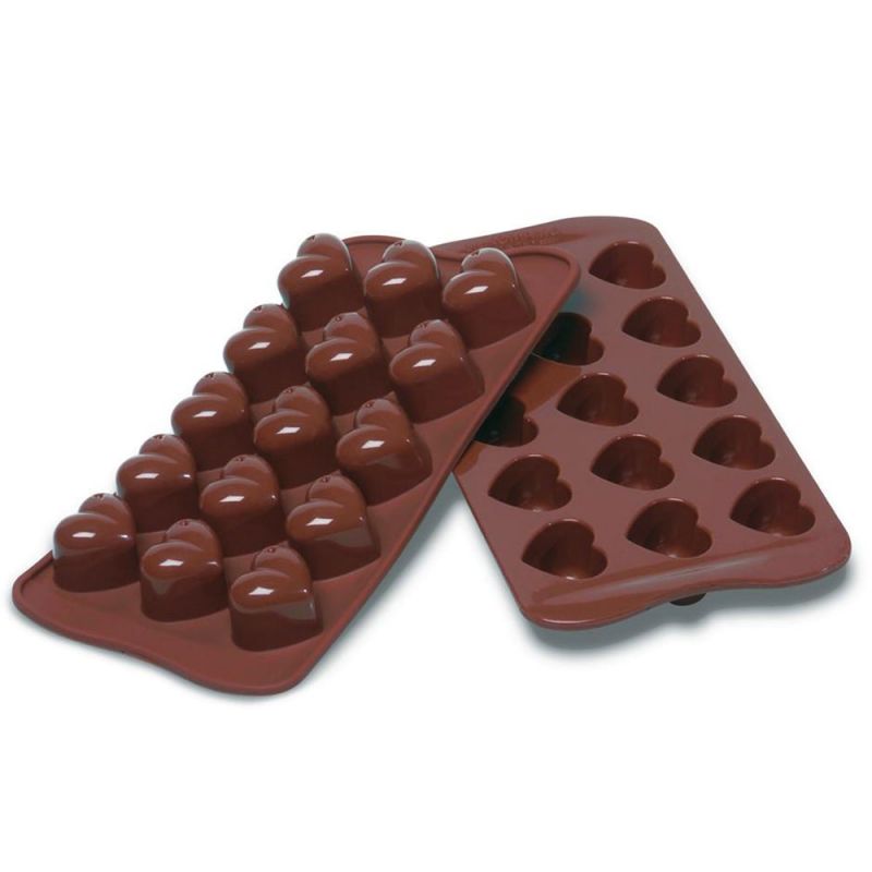 Pralinenform Schokoladenform Eiswürfelform, 15er Herzen, Silikon