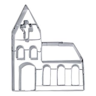Ausstecher Kirche mit Prgung Keksausstecher Pltzchenform, ca. 7 x 6 x 2 cm, Edelstahl rostfrei