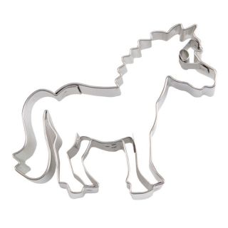 Ausstecher Pony mit Prgung Keksausstecher Pltzchenform, 6 cm, Edelstahl, rostfrei