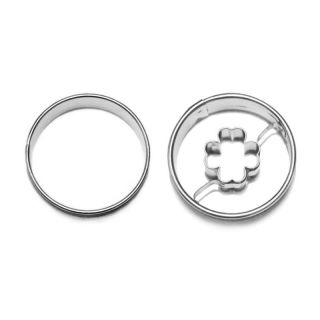 Ausstecher Ausstecherset Linzer Ring glatt  mit Klee + Ring glatt, 2 teilig, ca. 4 cm, Edelstahl