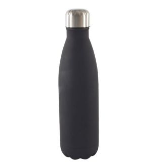 Thermoflasche Isolierflasche Reiseflasche auslaufsicher mit Schraubverschluss, Edelstahl doppelwandig beschichtet, ca.  6.5 x 27 cm Volumen: ca. 0.5 l, schwarz