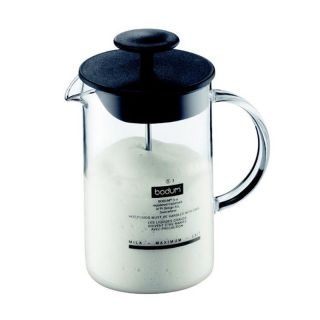 Bodum Milchaufschumer LATTEO, 1.0 l  mit Glasgriff, fr  ca. 0.25 l Milch, Glas / Kunststoff schwarz