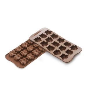 Pralinenform Schokoladenform Eiswrfelform Motiv: Eulen, 100 % lebensmittelechtes Silikon, ca. 21.5 x 11x 2 cm, braun