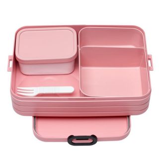A Bentobox XL/gro mit Einsatz, nordic pink Lunchbox Brotdose,  Innendose und Gabel, Kunststoff BPA frei, ca. 1500 ml,