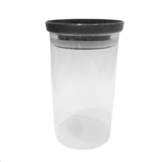Vorratsdose Glasdose Aufbewahrungsglas mittel stapelbar, Glas mit schwarzem Kunststoffdeckel und Silikondichtungsring, ca.  9.5 x H 17 cm, ca. 1.0 l