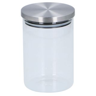 Vorratsglas Aufbewahrungsgef Vorratsdose mit Deckel, Glas/Edelstahl,  ca. 9.5 x 14 cm, Volumen ca. 870 ml, transparent