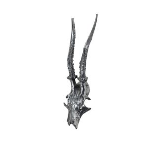 Kleiderhaken Gaderrobenhaken Wandhaken Tierhaken, Schdel Antilope Doris, Metallguss, ca. 8.5 x 34 x 18 cm, silberfarben
