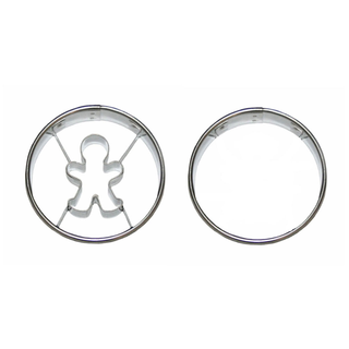 Ausstecher Ausstecherset Linzer Ring glatt mit Innen-Lebkuchenmann + Ring glatt, 2 teilig, Edelstahl rostfrei,  ca. 5 cm