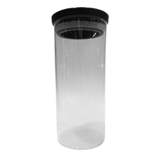 Vorratsdose Glasdose Aufbewahrungsglas gro stapelbar, Glas mit schwarzem Kunststoffdeckel und Silikondichtungsring, ca.  9.5 x H 22 cm, ca. 1.3 l