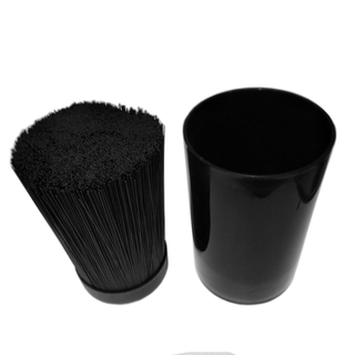 Messerblock Messerhalter Utensilienhalter mit Borsteneinsatz, rund, hochwertiger Kunststoff,  11 x 18 cm, schwarz