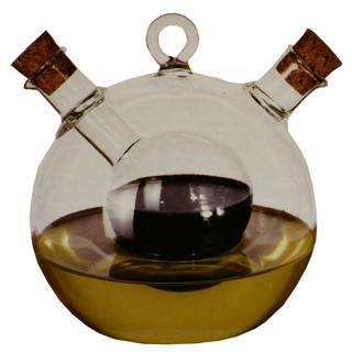 lflasche Essigflasche 2 in 1, Kugel, lspender Essigspender, Glas, ca. 430 ml,ca.  11 x 14 x 12 cm, Korkenverschluss