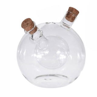 lflasche Essigflasche 2 in 1, Kugel, lspender Essigspender, Glas, ca. 430 ml,ca.  11 x 14 x 12 cm, Korkenverschluss