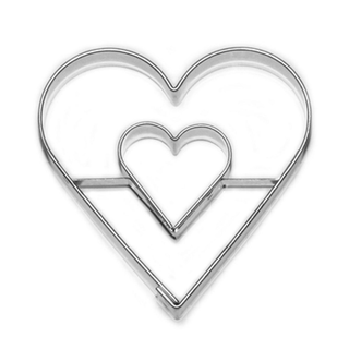 Ausstecher Ausstecherset Linzer Herz mit Herz klein + Herz &ndash; gro, 2 teilig, 5.5 cm, Edelstahl rostfrei