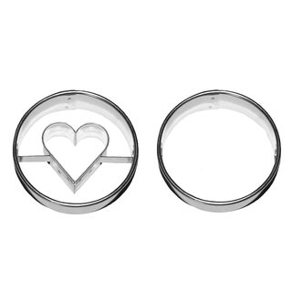 Ausstecher Ausstecherset Linzer Ring glatt mit Herz klein + Ring &ndash; gro, 2 teilig, ca. 5.5 cm, Edelstahl rostfrei