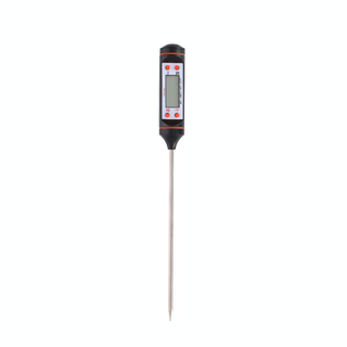 Digitales Bratenthermometer Fleischthermometer Grillthermometer, Kunststoff/Edelstahl,  -50 bis +300C  mit Schutzhlle, schwarz/rot