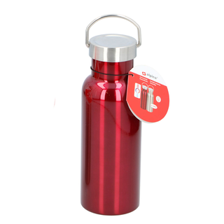 Isolierflasche Thermoflasche Trinkflasche, doppelwandiger Edelstahl, ca.  5.7 x 21 cm, Volumen ca. 0.5 l, rot