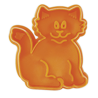 Ausstecher Prge-Ausstechform Katze, mit Auswerfer, ca. 6.5 cm, Kunststoff, orange