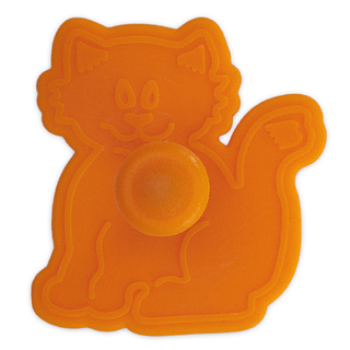 Ausstecher Prge-Ausstechform Katze, mit Auswerfer, ca. 6.5 cm, Kunststoff, orange