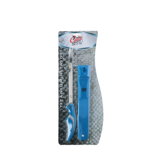 Filetiermesser Anglermesser Fischmesser mit Hlle, titannitrid-beschichteter Stahl/Kunststoff, ca. 35.5 x 3.5 x 1.5 cm, Schuppen-Muster, blau