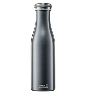 Lurch Isoliertrinkflasche 0,5 antrazit-metallic Thermoflasche Trinkflasche, doppelwandig Edelstahl,  ca.  7.5 x 29.5 cm, Schraubverschluss 100 % auslaufsicher, BPA-frei, Volumen ca. 490 ml