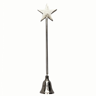Kerzenlscher mit beweglicher Glocke, ca. 29 cm, Motiv Stern, silberfarbig