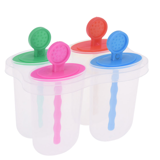 Stieleisformer Eislutschenmacher Eiscremeform, 4er Set ,lebensmittelechter Kunststoff, farbige Abdeckung und Stiele ( blau rot grn pink )