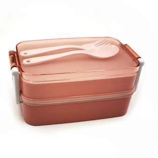 Lunchbox Lunchdose Brotdose, inklusive Lffel und Gabel, mit Unterteilung, Kunststoff, ca. 15.5 x 10.2 x 8 cm, altrosa