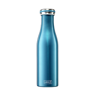 Lurch Isoliertrinkflasche 0,5 wasserblau-metallic Thermoflasche Trinkflasche, doppelwandig Edelstahl,  ca.  7.5 x 29.5 cm, Schraubverschluss 100 % auslaufsicher, BPA-frei, Volumen ca. 490 ml