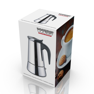 Espressokocher, 6 Tassen  300ml,  ca. 11 cm H ca. 19 cm, Edelstahl poliert, fr alle Herdarten geeignet inklusive Induktion