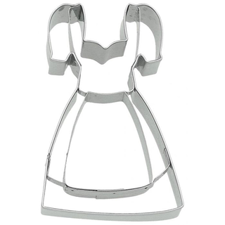 Ausstecher Kleid Dirndl mit Prgung, Keksausstecher Pltzchenform, Edelstahl rostfrei, 9 cm