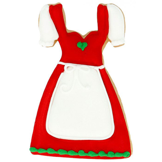 Ausstecher Kleid Dirndl mit Prgung, Keksausstecher Pltzchenform, Edelstahl rostfrei, 9 cm