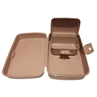 Lunchbox 2l mit Snackbox 350 ml, Kunststoff ,Mae: L ca. 21 x B 15 x H 8,5 cm, Farbe : rosa