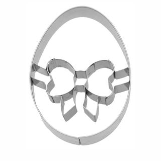 Ausstecher Ei mit Schleife mit Prgung, Keksausstecher Pltzchenform, Edelstahl rostfrei, 6.5 cm