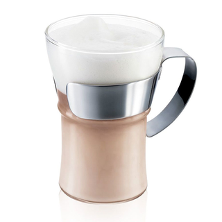 Bodum Teeglas Kaffeeglas ASSAM mit Metallgriff 2 Stck, 0.35 L, chrom