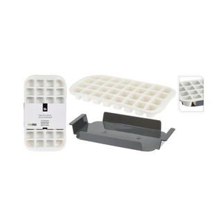 Eiswrfelform mit Tablett fr 32 Eiswrfel, L ca. 33,5  x B 18,5 x H 4 cm, Kunststoff/ Silikon, schwarz wei