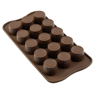 Pralinenform Schokoladenform Eiswrfelform Motiv: Pralinen, 100 % lebensmittelechtes Silikon, ca. 21.5 x 10.5 x 2 cm, braun, fr 15 Pralinen